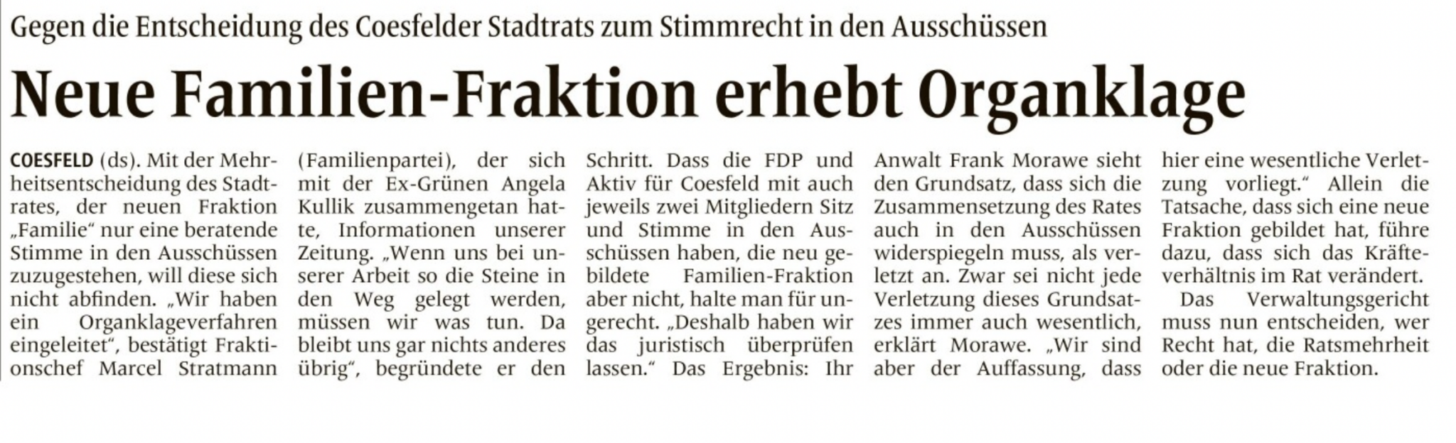 Artikel aus der Allgemeinen Zeitung Coesfeld 